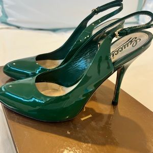 Gucci patent leather slingbacks